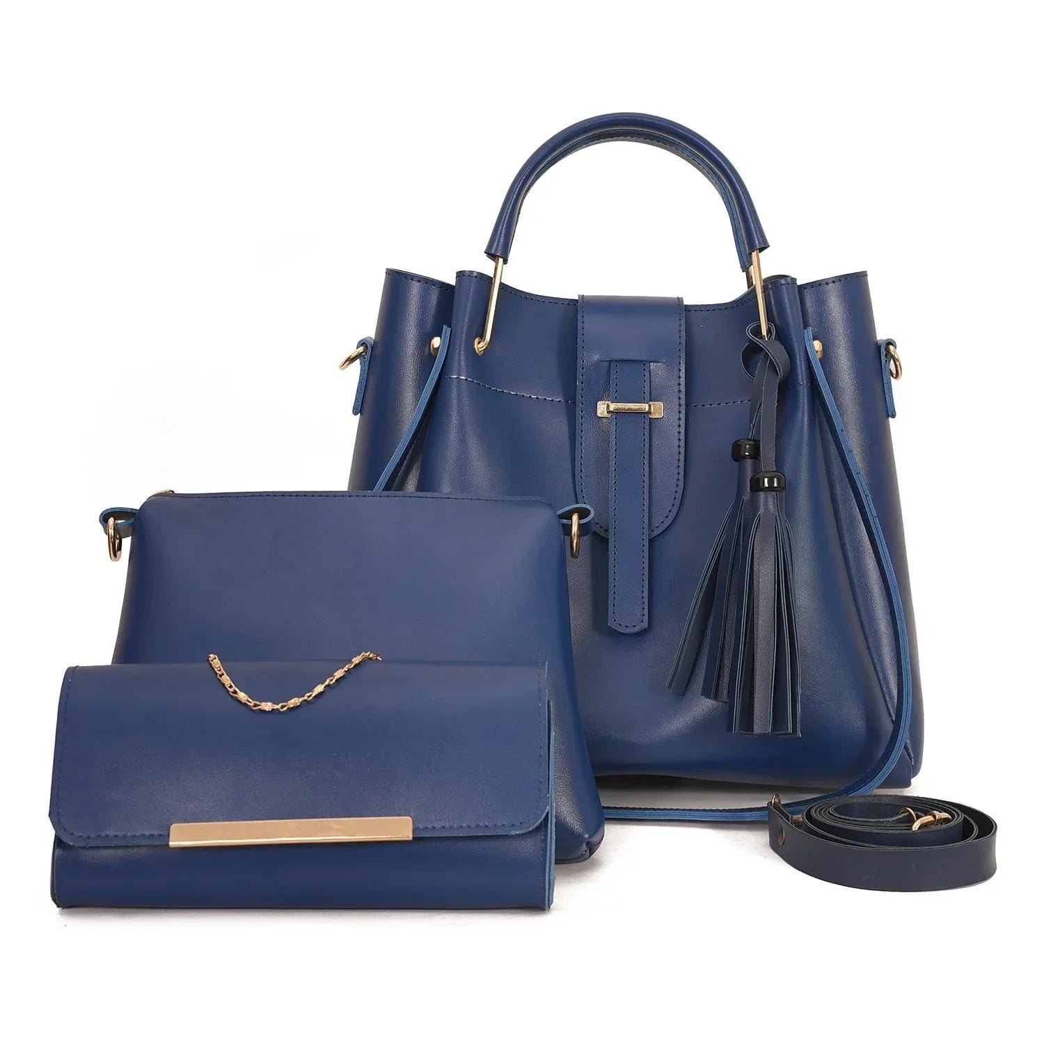 3 PIECE HAND BAG - BLUE