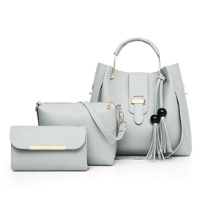 3 PIECE HAND BAG - GREY