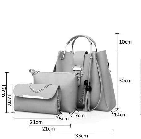 3 PIECE HAND BAG - GREY