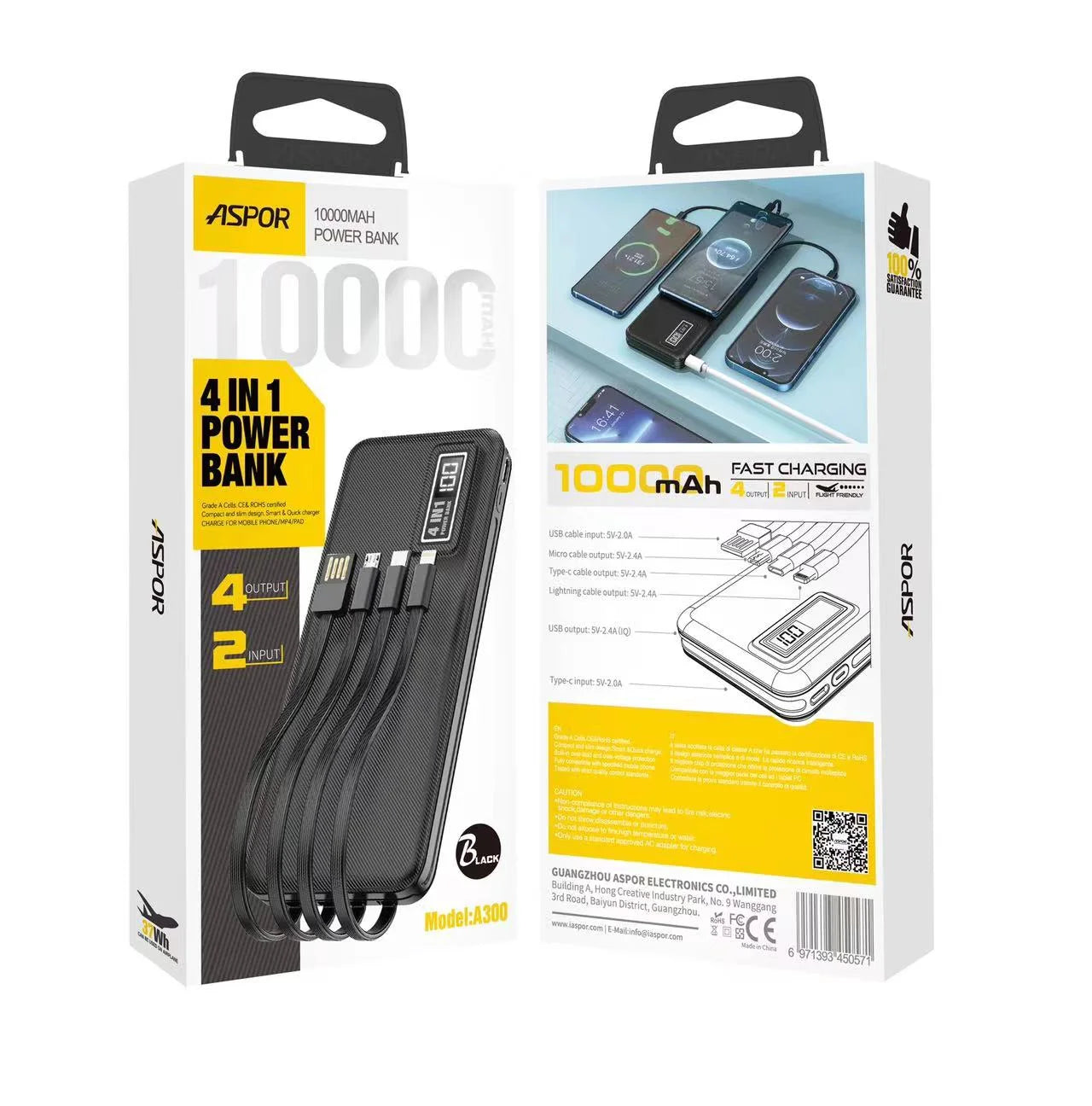 ASPOR A300 4 in 1 POWER BANK 10000MAH - ORIGINAL