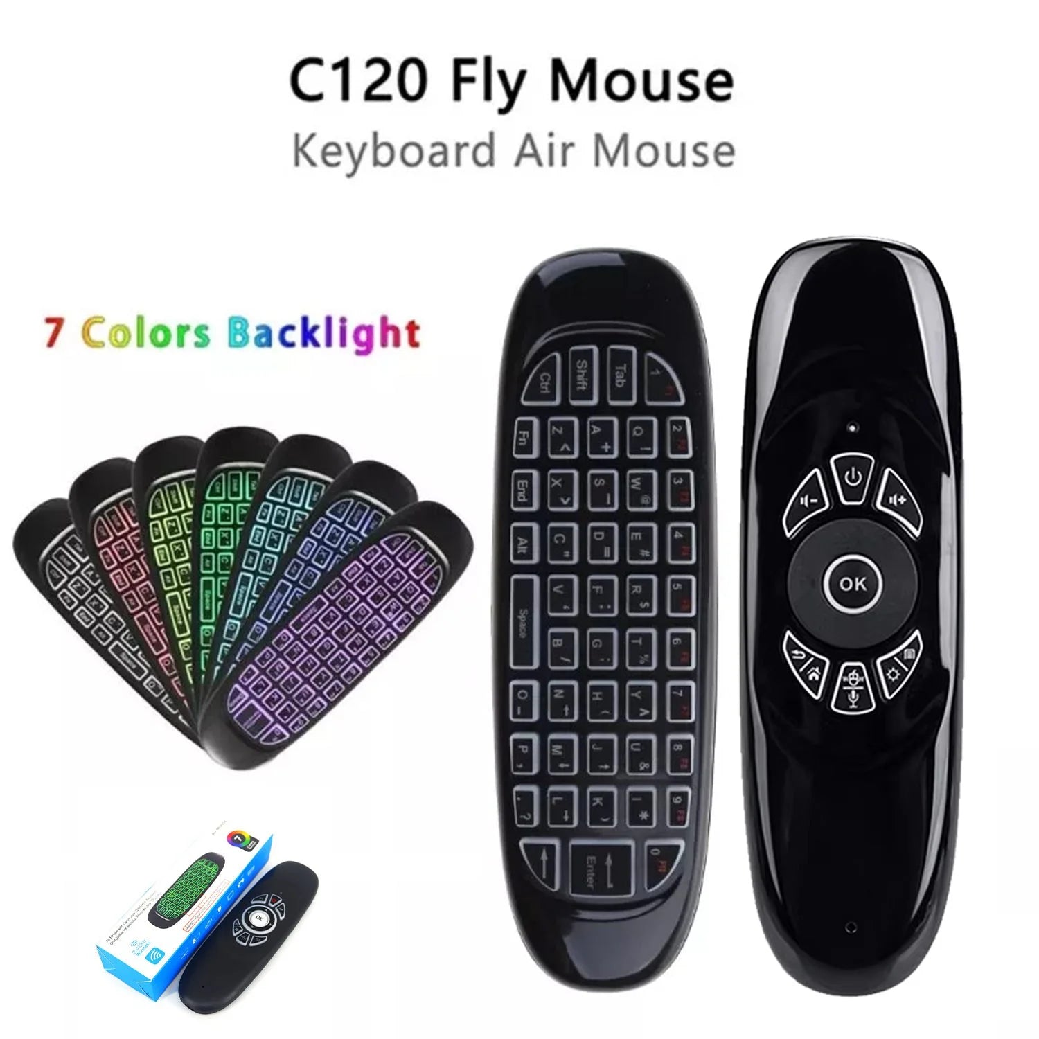 Air Mouse Remote for Smart TV with Built-in Keyboard (LCD REMOTE)