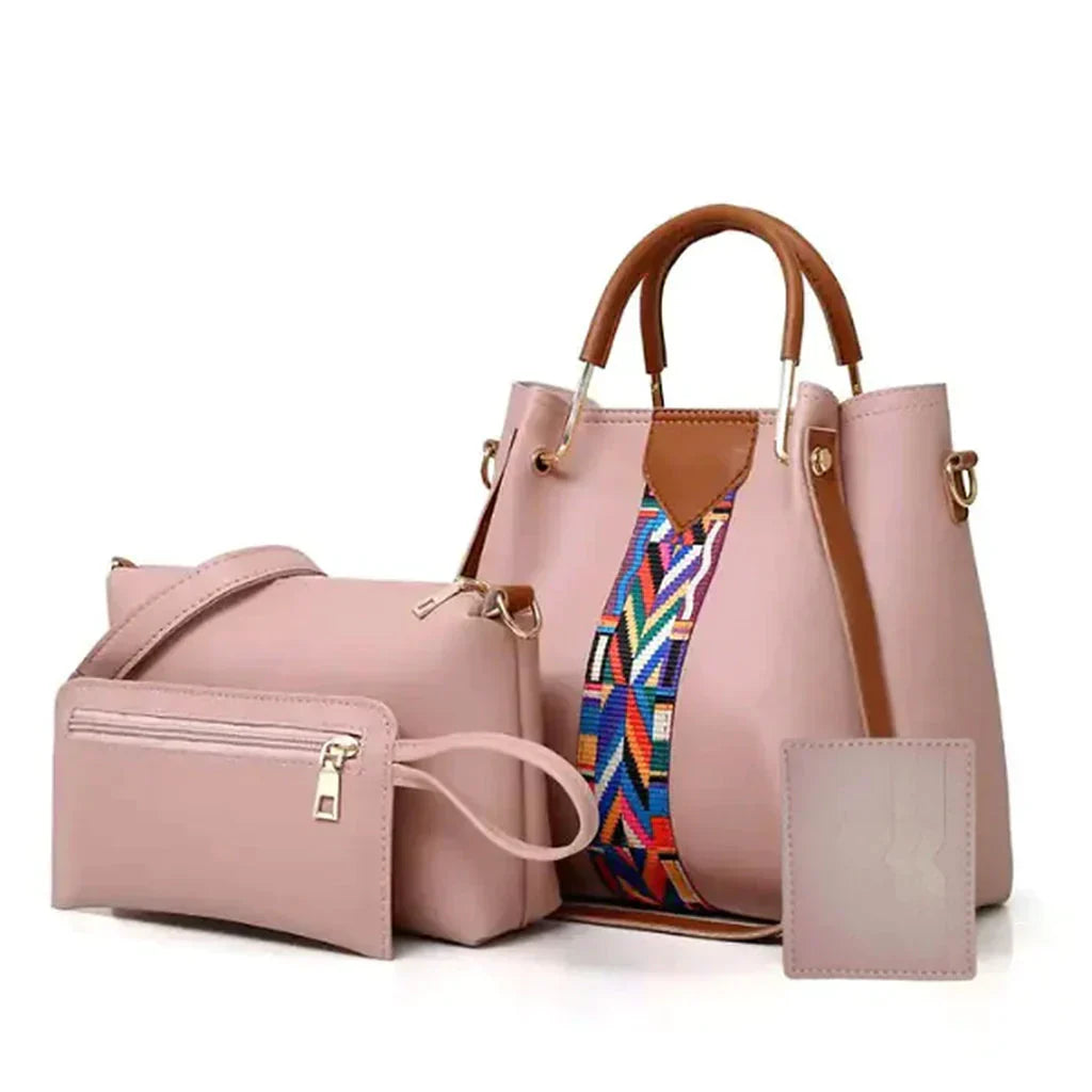 4 PIECE HAND BAG - PINK