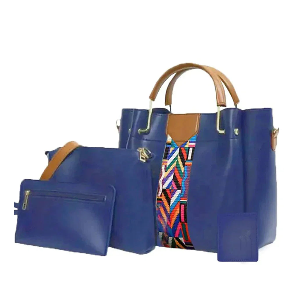 4 PIECE HAND BAG - BLUE